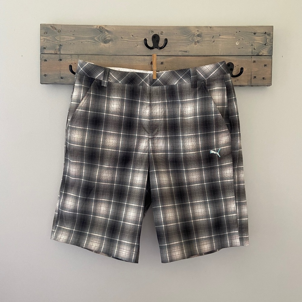Mens Puma Plaid Golf Shorts